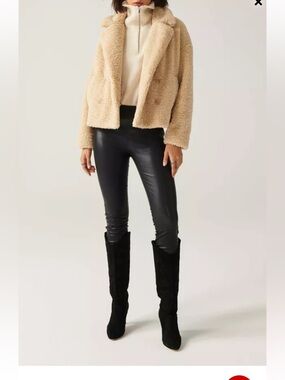 ba&sh Sandy Faux Fur Teddy Jacket Double Breasted Sherpa Coat Ecru Cream